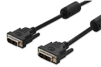 Digitus Pipojovac kabel DVI, DVI (18 + 1), 2x ferit M/M, 3,0 m, DVI-D Single Link, bl