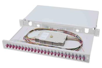 Digitus Fiber Optic Sliding Splice Box, 1U, Equipped 24x LC duplex, incl. M 25 Screw, Splice Cassette Color Pigtails OM4, Adapter