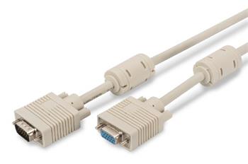 Digitus Prodlužovací kabel monitoru VGA, HD15 M / F, 5 m, 3Coax / 7C, 2xferit, be