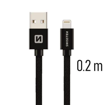 SWISSTEN DATA CABLE USB / LIGHTNING TEXTILE 0,2M BLACK