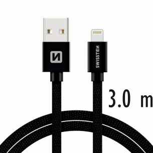 SWISSTEN DATA CABLE USB / LIGHTNING TEXTILE 3,0M BLACK