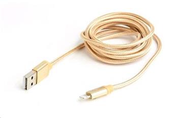 CABLEXPERT Kabel USB 2.0 Lightning (IP5 a vy) nabjec a synchronizan kabel, opleten, 1,8m, zlat, blister
