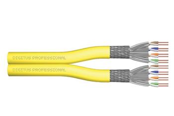 DIGITUS Instalační kabel CAT 7A S-FTP, 1500 MHz Dca (EN 50575), AWG 22/1, 500 m buben, Duplex, barva žlutá