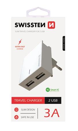 SWISSTEN S͍OV ADAPTR SMART IC, CE 2x USB 3 A POWER BL