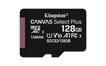 KINGSTON 128GB microSDHC CANVAS Plus Memory Card 100MB/85MBs- UHS-I class 10 Gen 3 - bez adaptru