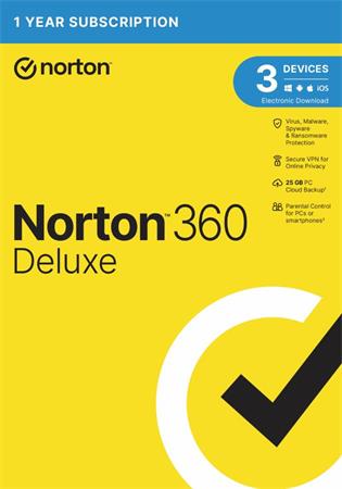 NORTON 360 DELUXE 25GB +VPN 1 uivatel pro 3 zazen na 1rok