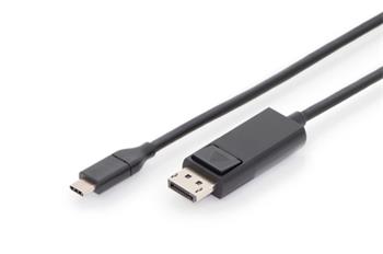DIGITUS kabelový převodník USB C na DP 2,0m, 4K/60Hz, 32,4 GB zlacené konektory