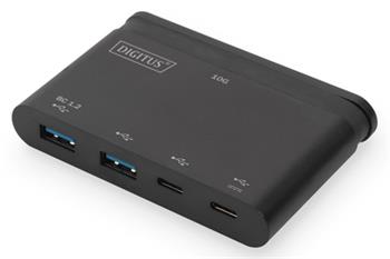DIGITUS 4-portov USB-C hub 10G 2x USB-C Data + PD 3.0, 2x USB-A, ern
