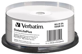VERBATIM BD-R DL DataLifePlus 50GB, 6x, printable, spindle 25 ks