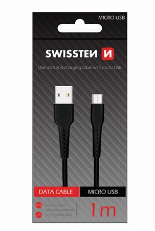 DATOVÝ KABEL SWISSTEN USB / MICRO USB 1,0 M ČERNÝ
