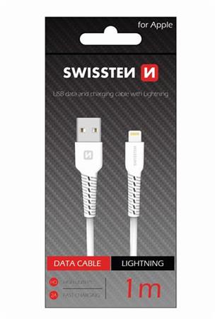 SWISSTEN DATOVÝ KABEL USB / LIGHTNING 1,0 M BÍLÝ