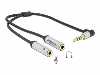 Delock Adaptér sluchátek z 1x3,5 mm 4pinového stereofonního zástrčkového konektoru na 2x3,5mm 3pinový stereofonní konekt