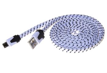 PremiumCord Kabel micro USB 2.0, A-B 2m, ploch textiln kabel, erno-bl