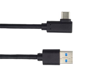 PremiumCord Kabel USB typ C/M zahnut konektor 90 - USB 3.0 A/M, 1m
