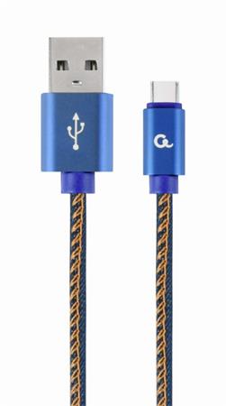 CABLEXPERT Kabel USB 2.0 AM na Type-C kabel (AM/CM), 1m, opleten, jeans, blister, PREMIUM QUALITY
