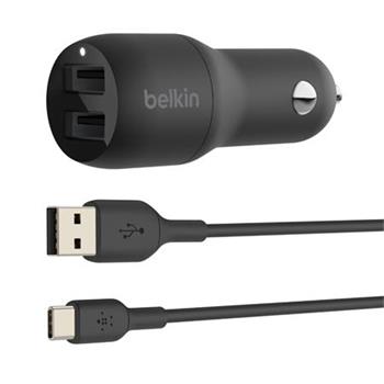 Belkin BOOST CHARGE 24W Duln USB-A nabjeka do auta + 1m USB-C kabel, ern