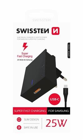 SWISSTEN S͍OV ADAPTR PRO SAMSUNG SUPER FAST CHARGING 25W + DATOV KABEL USB-C/USB-C 1,2 M ERN
