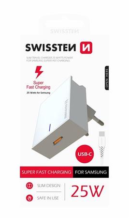 SWISSTEN S͍OV ADAPTR PRO SAMSUNG SUPER FAST CHARGING 25W + DATOV KABEL USB-C/USB-C 1,2 M BL