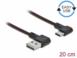 Delock Kabel EASY-USB 2.0 Typ-A samec na USB Type-C samec pravohl lev / prav 0,2 m ern