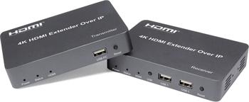 PremiumCord HDMI extender s USB na 150m over IP, bez zpodn