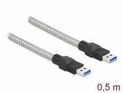Delock Kabel USB 3.2 Gen 1 Typu-A samec na Typu-A samec, s kovovm opltnm, 0,5 m