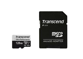 Transcend 128GB microSDXC 340S UHS-I U3 V30 A2 3D TLC (Class 10) pamov karta (s adaptrem), 160MB/s R, 125MB/s W