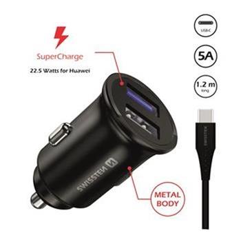 SWISSTEN CL ADAPTR PRO HUAWEI SUPER CHARGE 22.5W + KABEL HUAWEI SUPER CHARGE 5A 1,2 M BLACK