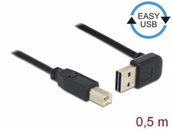 Delock Kabel EASY-USB 2.0 Typ-A samec pravohl nahoru / dol > USB 2.0 Typ-B samec 0,5 m
