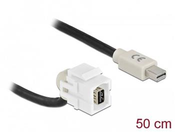 Delock Keystone modul mini DisplayPort samice 110° > mini DisplayPort samec s kabelem bílá