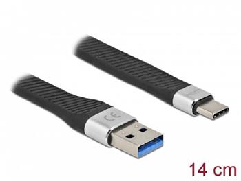 Delock USB 3.2 Gen 2, FPC ploch stuhov kabel, USB Typ-A na USB Type-C, 14 cm, PD 3 A