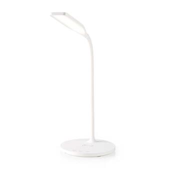 Nedis LTLGQ3M2WT - LED Stolní Lampa S Dotykovým Ovládáním | Bezdrátová Qi Nabíječka | 2.0 A | 10 W | Bílá barva