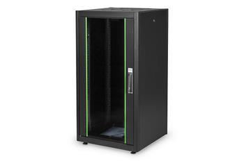 26U serverov rozvad, Unique, 1260x800x1000 mm, perforovan ocelov dvee, barva ern (RAL 9005)