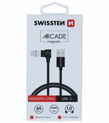 SWISSTEN MAGNETICK TEXTILN DATOV KABEL ARCADE USB / USB-C 1,2 M ERN