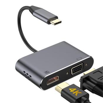 PLATINET adaptr USB-C na HDMI 4K 30Hz VGA PORT 