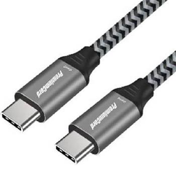 PremiumCord Kabel USB-C M/M, 100W 20V/5A 480Mbps bavlnn oplet, 0,5m