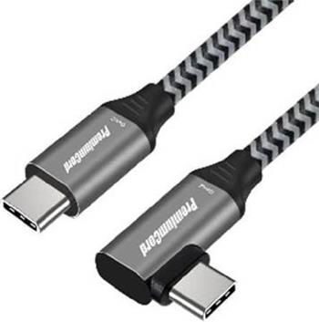 PremiumCord USB-C zahnut kabel ( USB 3.2 GEN 2x2, 5A, 100W, 20Gbit/s ) 0,5m hlinkov krytky konektor, bavlnn oplet