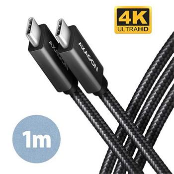 AXAGON BUCM32-CM10AB, SPEED+ kabel USB-C USB-C, 1m, USB 3.2 Gen 2, PD 100W 5A, 4k HD, ALU, oplet, černý