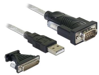 Delock Adaptr z USB 2.0 Typu-A na 1 x sriov rozhran RS-232 D-Sub 9 + adaptr D-Sub 25