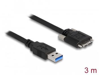 Delock Kabel USB 3.0 Typ-A samec na Typ Micro-B samec se roubky 3 m