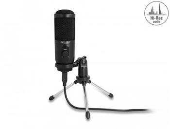Delock Kondenztorov mikrofon s rozhranm USB, se stojanem, 24 bit / 176 kHz, pro PC a laptop