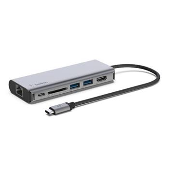 Belkin USB-C 6v1 hub - 4K HDMI, USB-C PD 3.0, 2x USB-A 3.0, RJ45, čtečka SD karet
