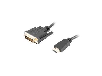 LANBERG pipojovac kabel HDMI/A na DVI-D (24+1), M/M, 4K@30Hz, dlka 1,8m, ern, dual link, zlacen konektory 