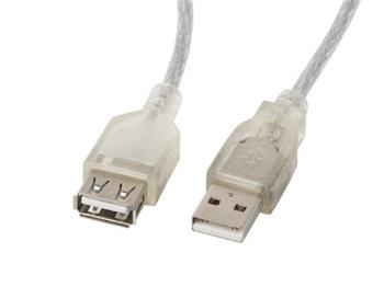 LANBERG USB-A M / F 2.0 kabel 1,8m, transparentn
