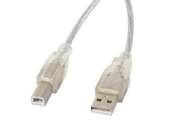 LANBERG USB-A (M) na USB-B (M) 2.0 kabel 5m, transparentn