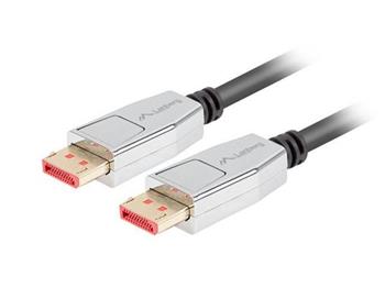 LANBERG pipojovac kabel DisplayPort 1.4 M/M, 8K@60Hz, 5K@120Hz, dlka 1,8m, ern, se zpadkou, zlacen konektory
