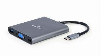 CABLEXPERT Kabel USB-C 6-in-1 multi-port adapter (Hub3.1 + HDMI + VGA + PD + teka karet + stereo audio)