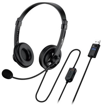Genius headset - HS-230U, sluchtka s mikrofonem, nhlavn, drtov, s mikrofonem, ovldn hlasitosti, USB, ern