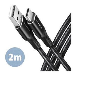 AXAGON BUCM-AM20AB, HQ kabel USB-C USB-A, 2m, USB 2.0, 3A, ALU, oplet, černý