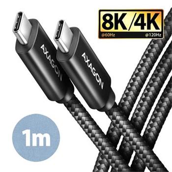 AXAGON BUCM432-CM10AB, NewGEN+ kabel USB-C USB-C, 1m, USB4 Gen 3×2, PD 100W 5A, 8K HD, ALU, oplet, černý
