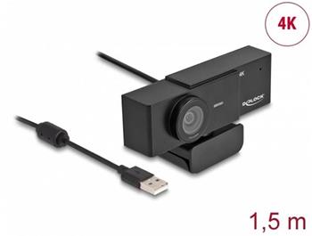 Delock Webov UHD kamera s rozhranm USB a s mikrofonem, 4K 30 Hz, zorn hel 110 a stativ